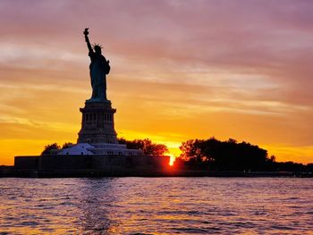 Statue of liberty at sunset