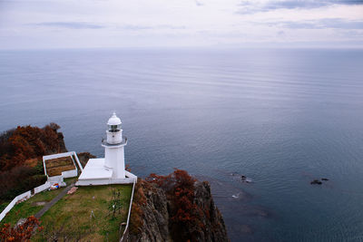 High angle view of sea against sky