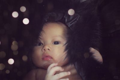 Close-up portrait of cute baby girl