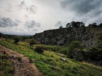 Scenic view of land against sky