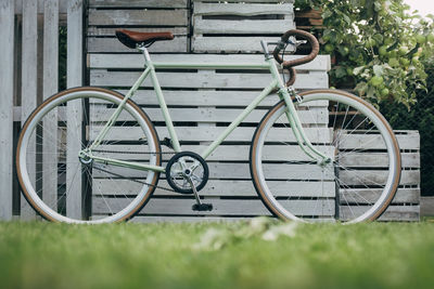 Bicycle parked on field