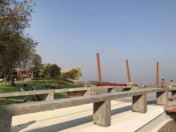 View of swimming pool against clear sky