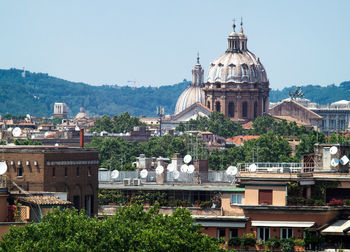 High angle view of buildings in city