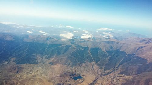 Aerial view of dramatic landscape
