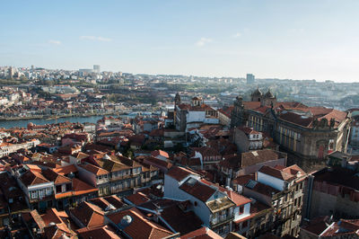 High angle view of cityscape against sky