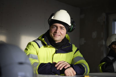 Male engineer at building site