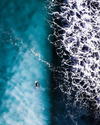 High angle view of person in sea