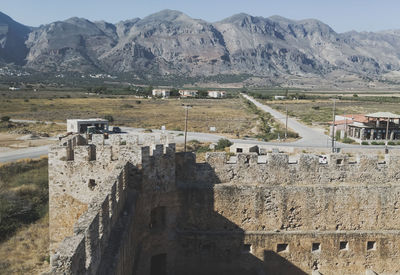View of old ruins in mountains