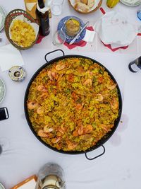 High angle view of food on table