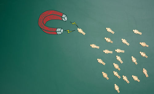 High angle view of people in water
