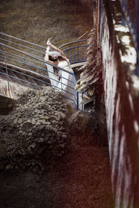 Man sitting on staircase