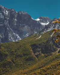 Scenic view of rocky mountains against clear sky