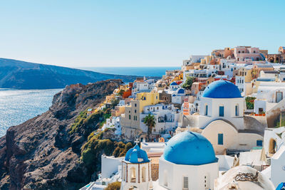 Panoramic view of sea against clear sky