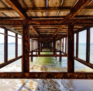 Interior of pier over sea