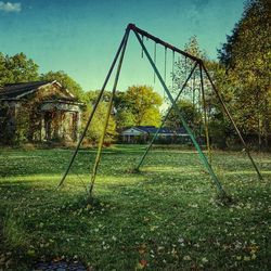 Built structure on grassy field