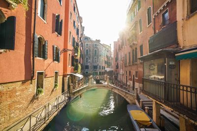 View of canal in city