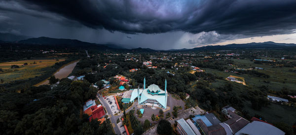 High angle view of townscape against sky