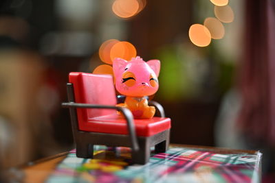 Close-up of toy on table