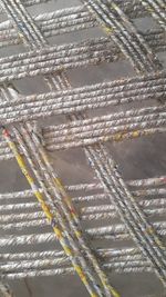 High angle view of ropes on snow