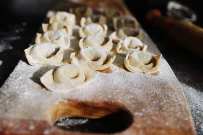 High angle view of bread on table