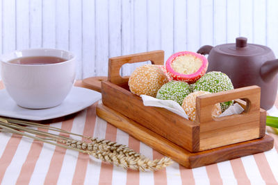 High angle view of coffee on table