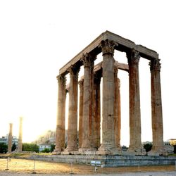 Low angle view of old ruins against clear sky