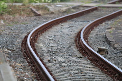 High angle view of railroad tracks