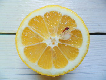 Close-up of orange on table