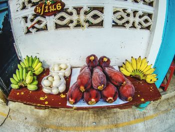 High angle view of fruits for sale