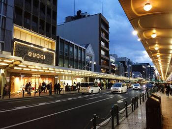 View of city street at night