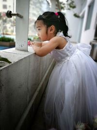 Side view of girl looking away