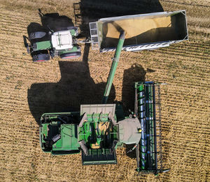 High angle view of tractor on field