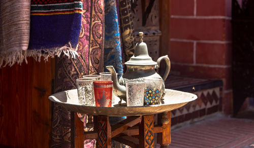 Moroccan tea pot and hand made carpets