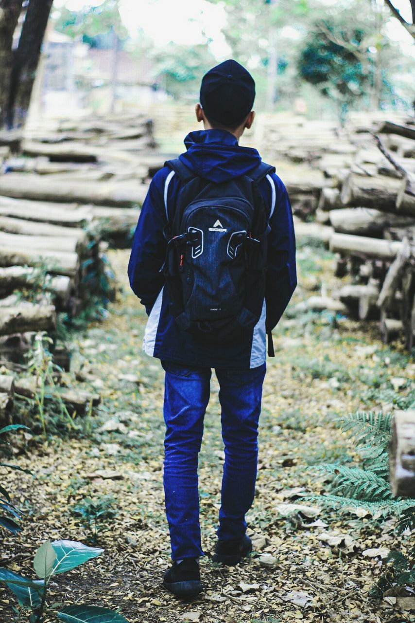 rear view, real people, day, one person, standing, backpack, full length, men, outdoors, people