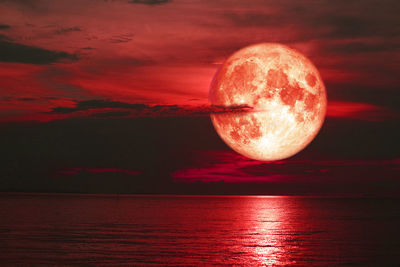 Scenic view of sea against sky at sunset