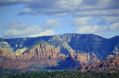 Panoramic view of mountain range against sky