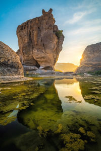 Rock formations in a lake