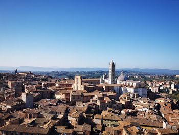 High angle view of buildings in city