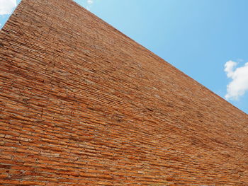 Low angle view of stone wall against sky
