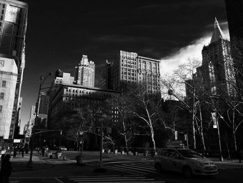 City street along buildings