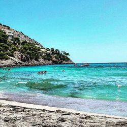 Scenic view of sea against clear sky