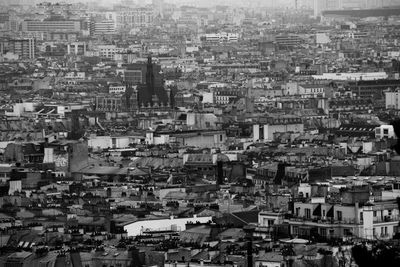 High angle view of buildings in city