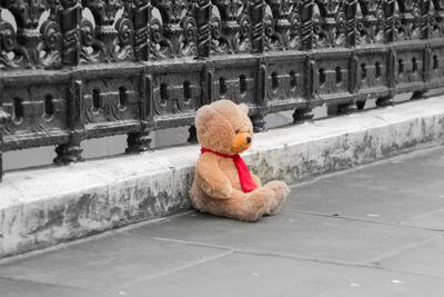 Abandoned stuffed toy on snow