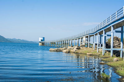 Bridge over river against clear sky