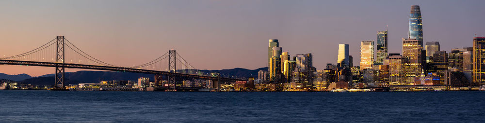 San francisco skyline at dawn viewed from treasure island