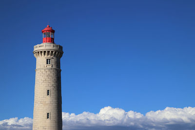 Low angle view of lighthouse against sky