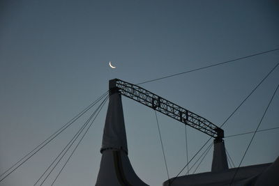 Low angle view of cables against clear sky