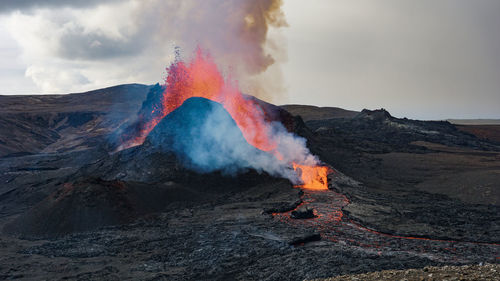 Panoramic view of volcanic mountain