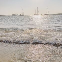 View of sailboat in sea