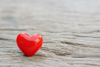 Close-up of heart shape on table